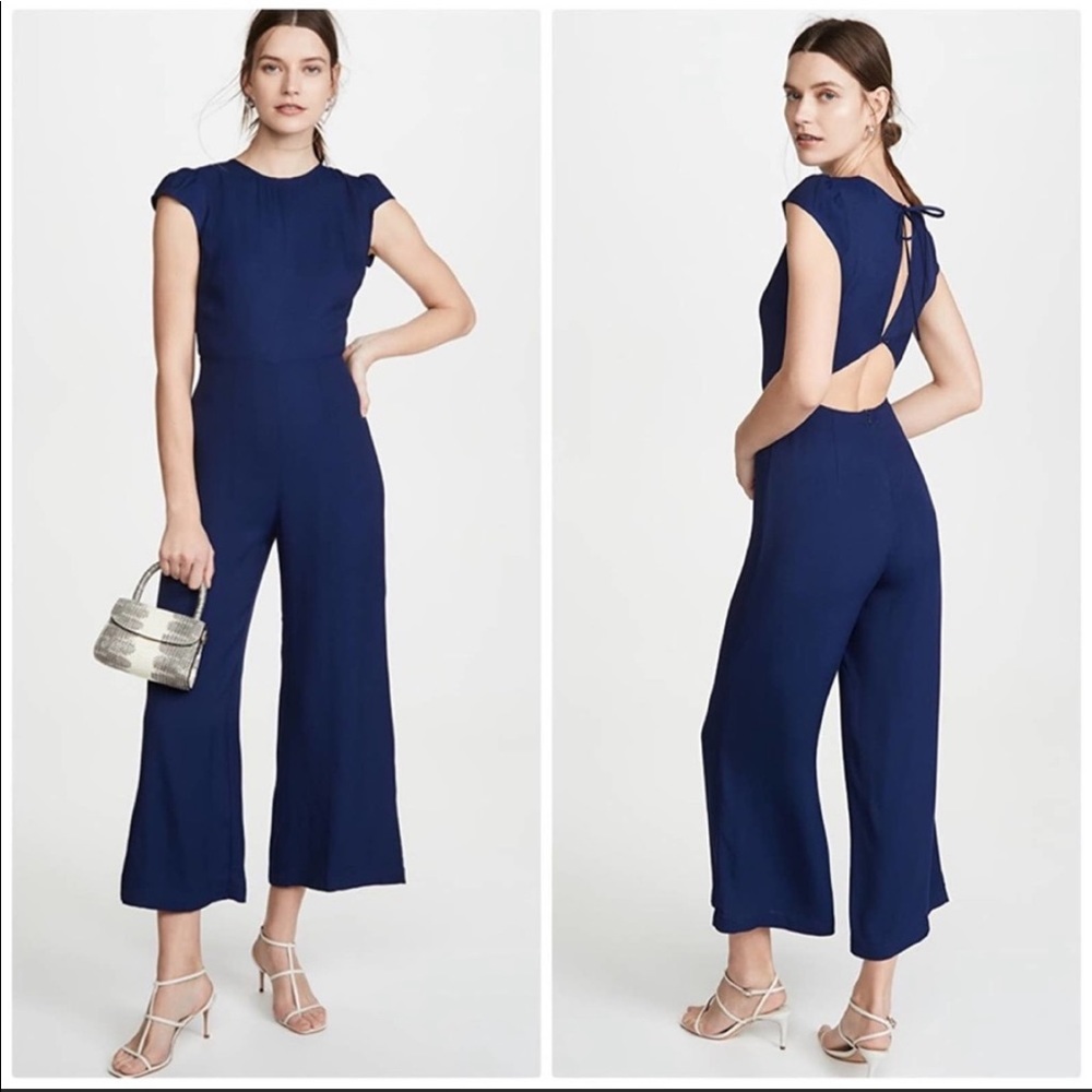 Reformation Mayer Jumpsuit Cutout back with Tie  in Danube Blue Size 12 NEW